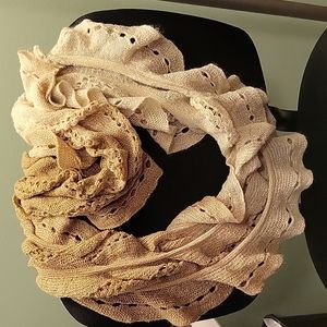 3/$20 Scarf, crocheted infinity style  beige/ tan.   36" Length